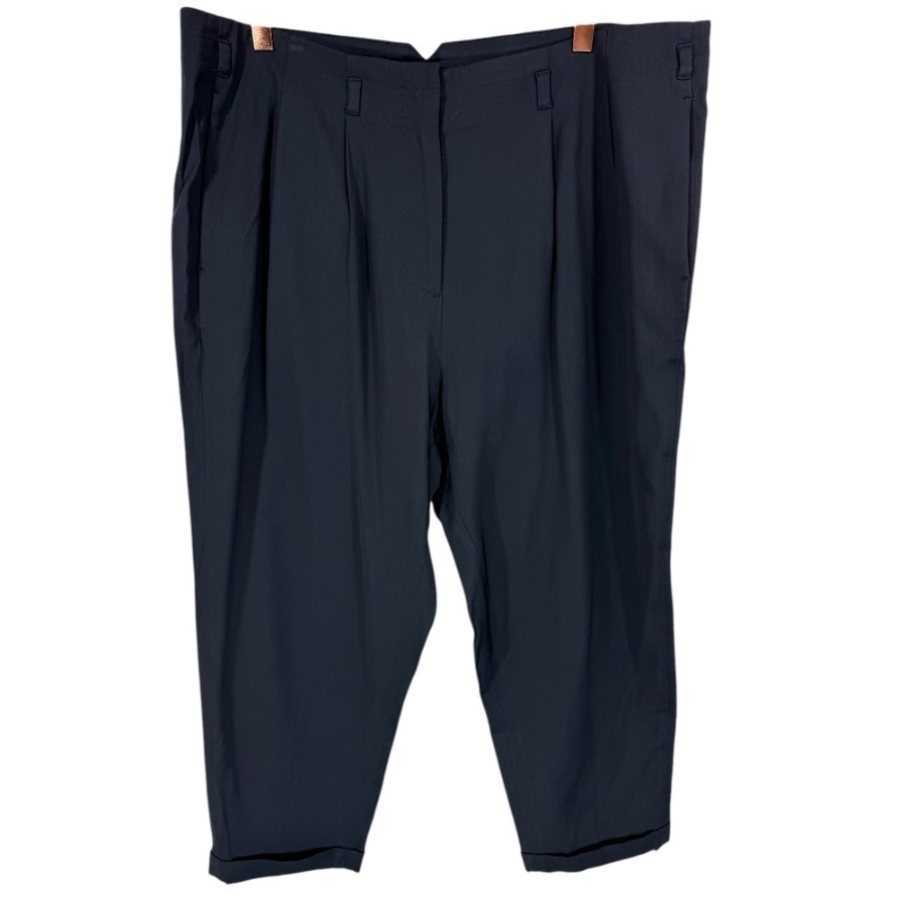 AllSaints Lyon Asai Cropped Pleated Trouser Pants Navy 10